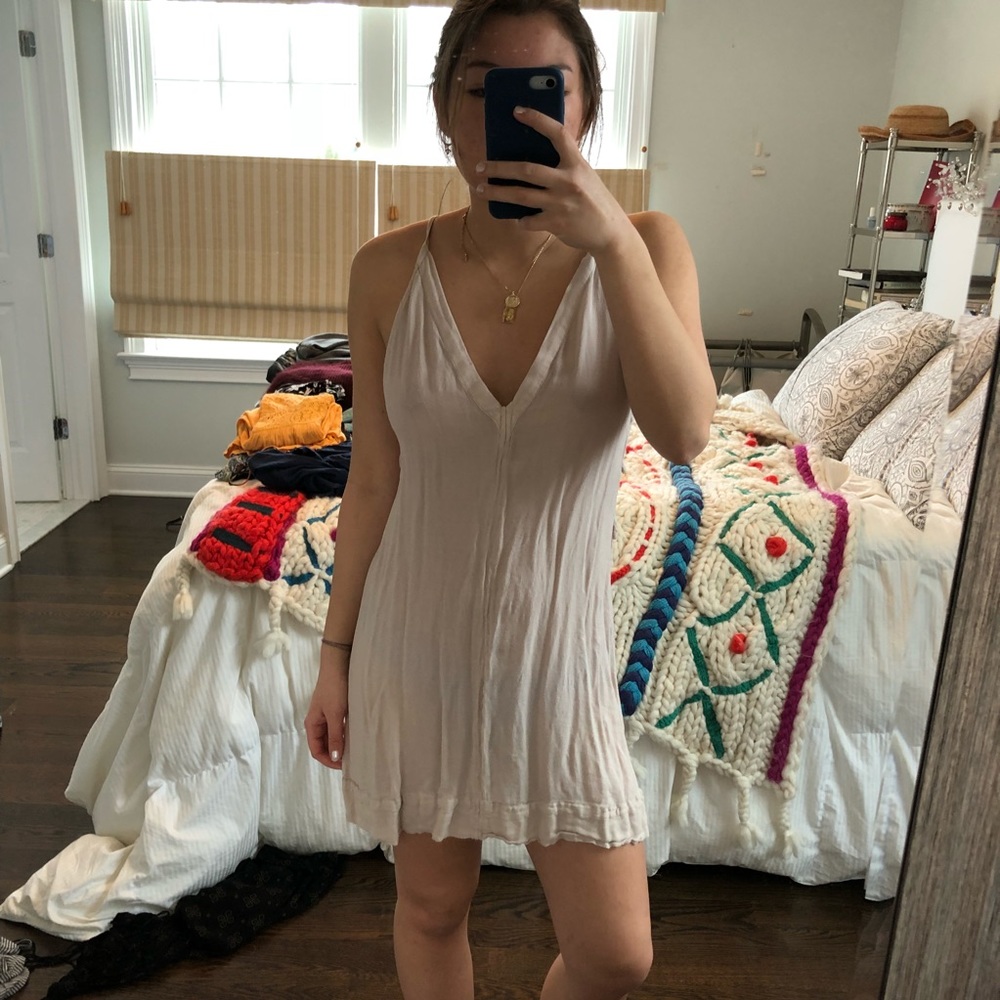 Tan V Neck Dress